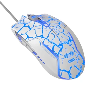 Mysz przewodowa USB, E-blue Cobra, biało-niebieska, optyczna, 2500DPI, e-box