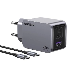 Ładowarka sieciowa Ugreen Nexode Pro 25871 65W, GaN, USB + 2x USB-C + kabel USB-C 1.5m
