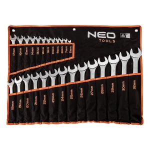 Zestaw kluczy płasko-oczkowych09-754, 6-32mm, ze stali chromowo-wanadowej, Neo Tools