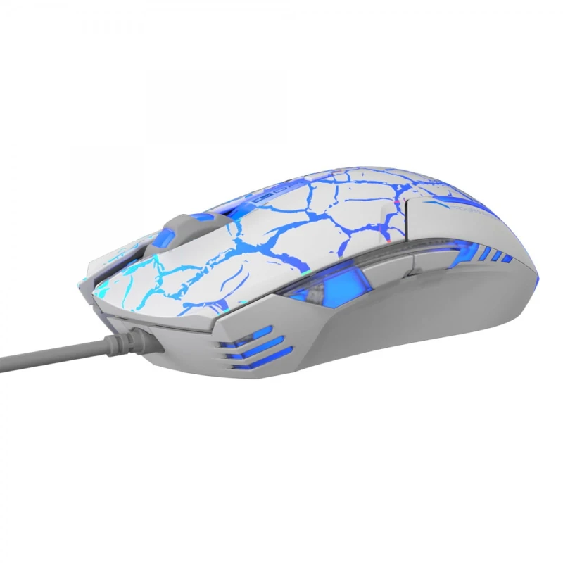 E-Blue Mysz Cobra, 2500DPI, optyczna, 6kl., 1 scroll, przewodowa USB, biało-niebieska, do gry