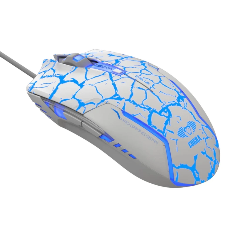 E-Blue Mysz Cobra, 2500DPI, optyczna, 6kl., 1 scroll, przewodowa USB, biało-niebieska, do gry