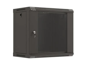 Szafa instalacyjna Rack wisząca 19" 9U 540x350 czarna Drzwi przeszklone Lanberg (flat pack) - USZ OPAK