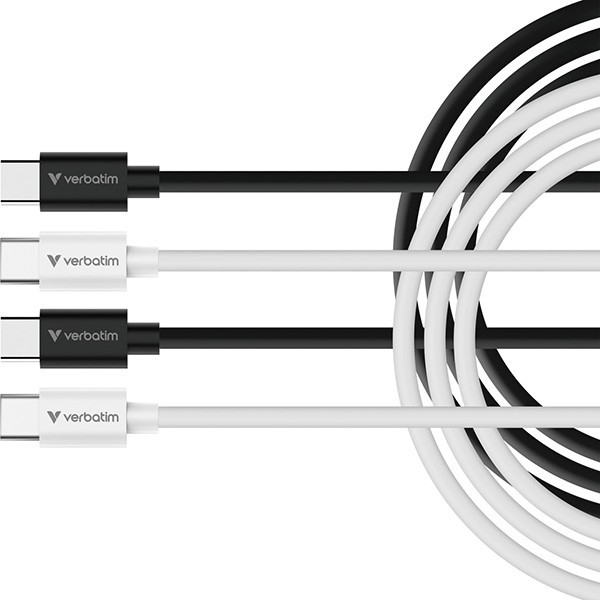 Verbatim USB kabel USB C (M) - USB C (M), 60W, 1m, czarno-biały, box, 32391