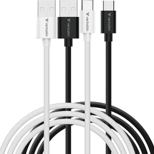 Verbatim USB kabel USB A M - USB C (M), 18W, 1m, czarno-biały, box, 32393
