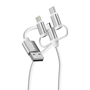 Verbatim USB kabel USB A M - Micro-B, USB-C, Lightning Cable, 18W, 1m, biała, box, 32394