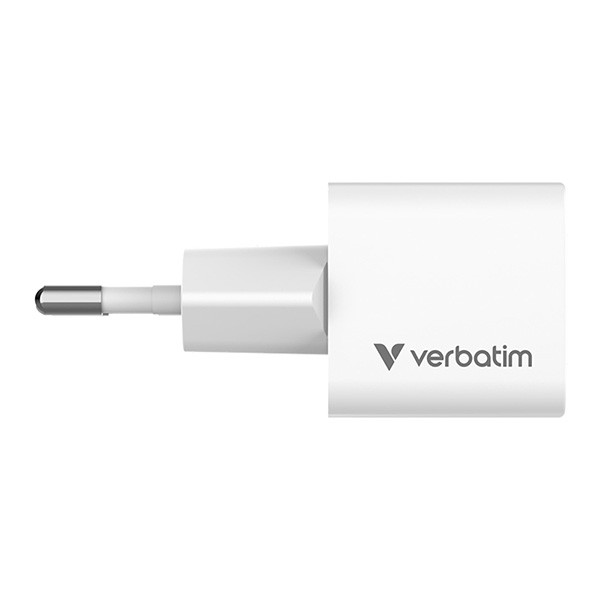 Verbatim, Ładowarka Mini GaN 1 x USB-C, biała, 20 W, do użytku w pomieszczeniach