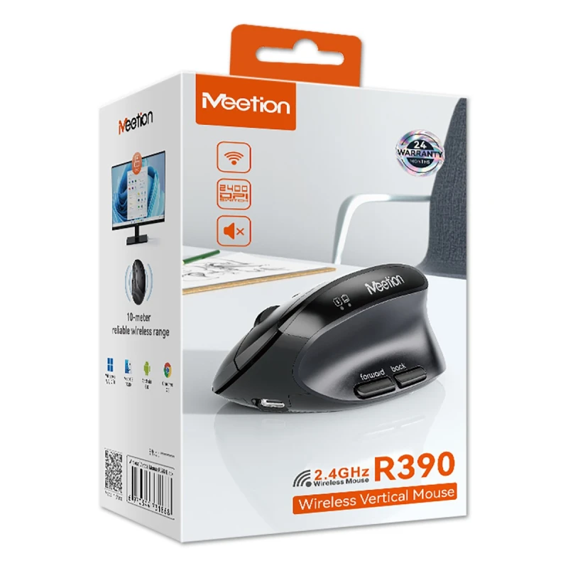 Meetion R390 Mysz bezprzewodowa, czarna, 2400DPI