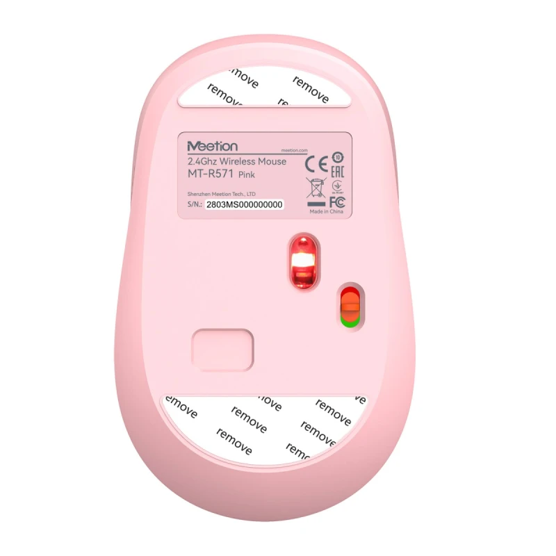 Meetion R571 Mysz bezprzewodowa, biało-różowa, 1600DPI