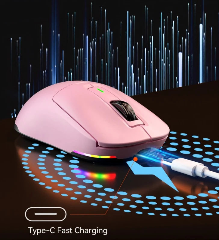 Meetion GW24 Mysz różowa, 8000DPI, Tri-Mode