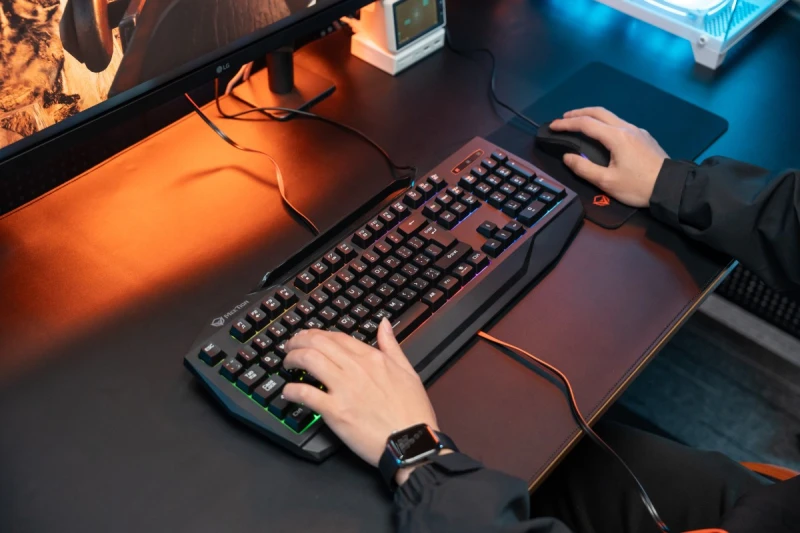 Meetion C490 zestaw klawiatura przewodowa (USB) US, czarna mysz dla gracza, podkładka, klawiatura