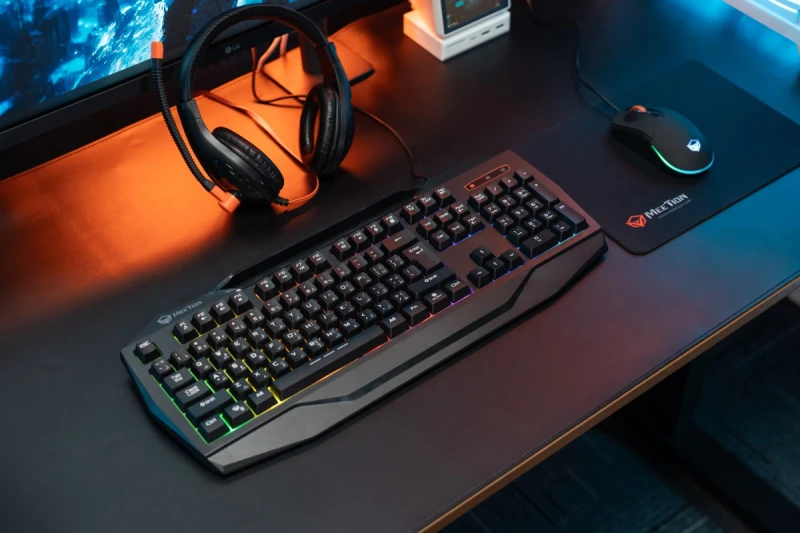 Meetion C490 zestaw klawiatura przewodowa (USB) US, czarna mysz dla gracza, podkładka, klawiatura