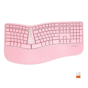 Meetion DirectorW Klawiatura ergonomiczna bezprzewodowa US, różowa