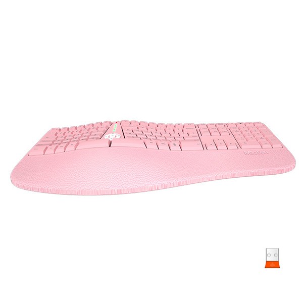 Meetion DirectorW Klawiatura ergonomiczna bezprzewodowa US, różowa