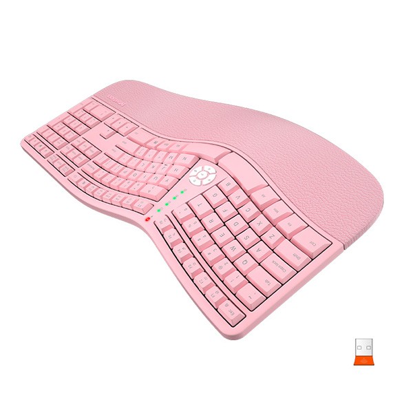 Meetion DirectorW Klawiatura ergonomiczna bezprzewodowa US, różowa