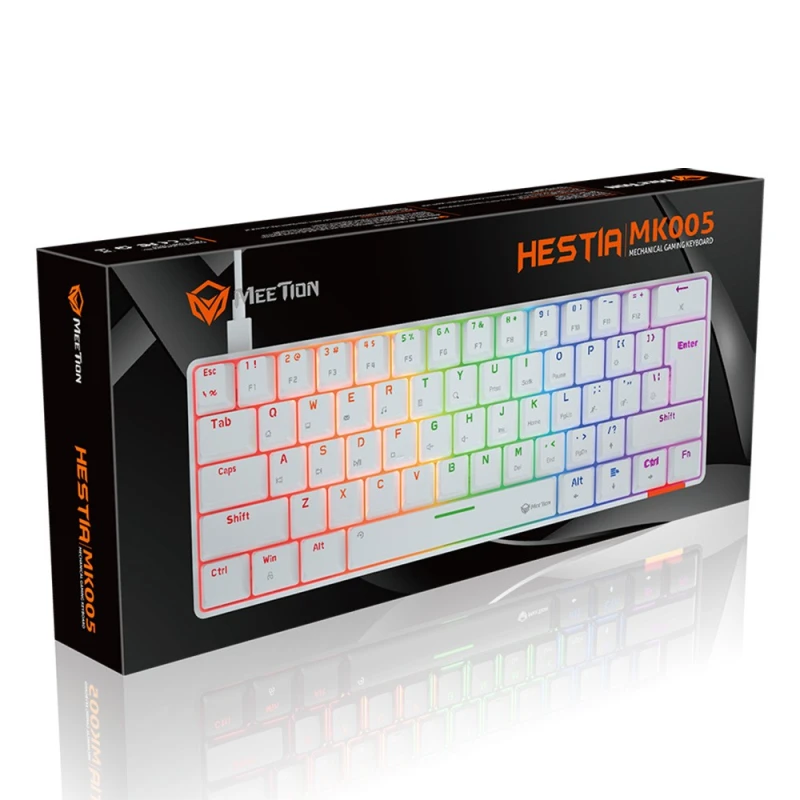 Meetion HESTIA klawiatura przewodowa (USB) US, biała mechaniczna