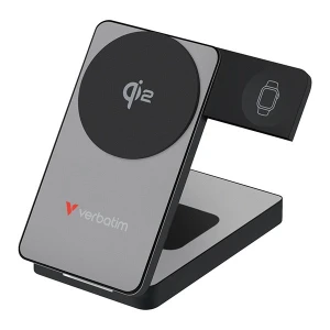 Verbatim, powerbank Charge ,n, Go Qi2, 5/9/12V, ładowanie telefonu, zegarka, Airpods, 32295, 10000mAh, Mocowanie magnetyczne, szar