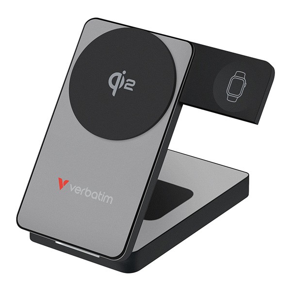 Verbatim, powerbank Charge ,n, Go Qi2, 5/9/12V, ładowanie telefonu, zegarka, Airpods, 32295, 10000mAh, Mocowanie magnetyczne, szar
