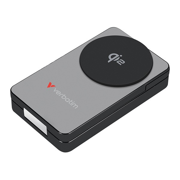 Verbatim, powerbank Charge ,n, Go Qi2, 5/9/12V, ładowanie telefonu, zegarka, Airpods, 32295, 10000mAh, Mocowanie magnetyczne, szar