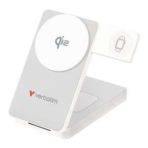 Verbatim, powerbank Charge ,n, Go Qi2, 5/9/12V, ładowanie telefonu, zegarka, Airpods, 32296, 10000mAh, Mocowanie magnetyczne, biał