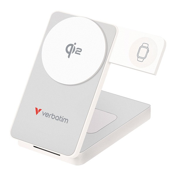 Verbatim, powerbank Charge ,n, Go Qi2, 5/9/12V, ładowanie telefonu, zegarka, Airpods, 32296, 10000mAh, Mocowanie magnetyczne, biał