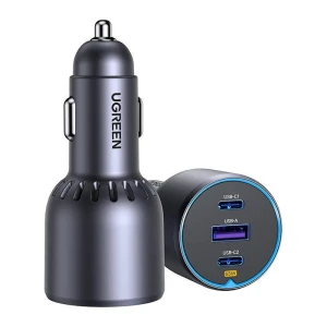 Ładowarka samochodowa Ugreen EC703 1x USB + 2x USB-C 75W 5A - czarna