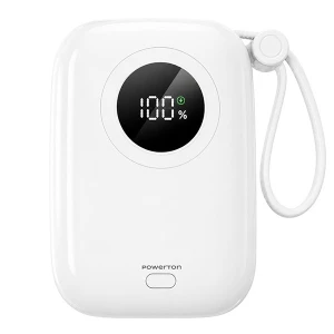 POWERTON ENERGY WHITE EDITION Powerbank 10000mAh, 2x USB-C, 22.5W, zintegrowane kable, biała