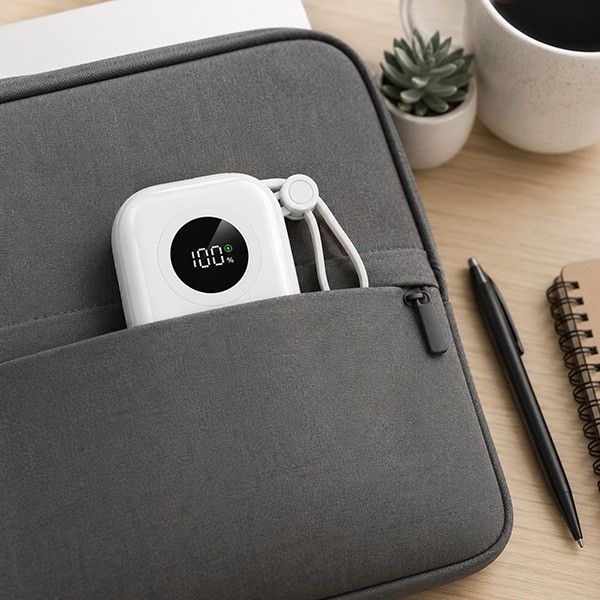 POWERTON ENERGY WHITE EDITION Powerbank 10000mAh, 2x USB-C, 22.5W, zintegrowane kable, biała