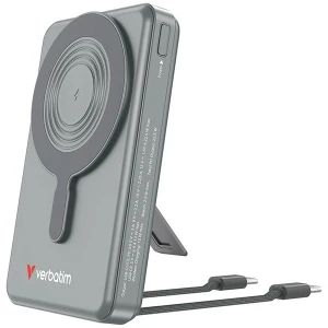 Verbatim power bank Charge n Go 2C  Display, kabel 12V, ładowanie telefonu, 32272, 10000mAh, Mocowanie magnetyczne, Szary