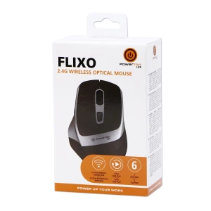 Powerton LIFE FLIXO Mysz bezprzewodowa, czarno-srebrna, 1600DPI