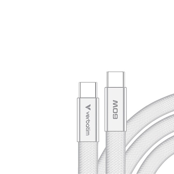Verbatim kabel USB SoftTouch USB C (M) - USB C (M), 60W, 1.2m, Biały, box, 30274