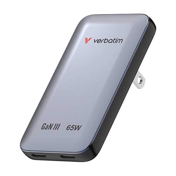 Nabíječka Essentials Slim, Ładowarka sieciowa GaN USB-C1 PD 3.0 , USB-C2 PD 3.0, szara, 65W