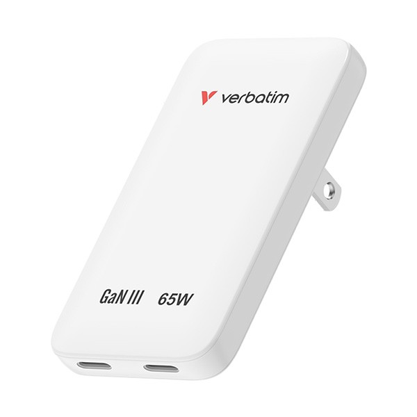 Nabíječka Essentials Slim, Ładowarka sieciowa GaN USB-C1 PD 3.0 , USB-C2 PD 3.0, biała, 65W
