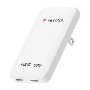 Nabíječka Essentials Slim, Ładowarka sieciowa GaN USB-C1 PD 3.0 , USB-C2 PD 3.0, biała, 65W