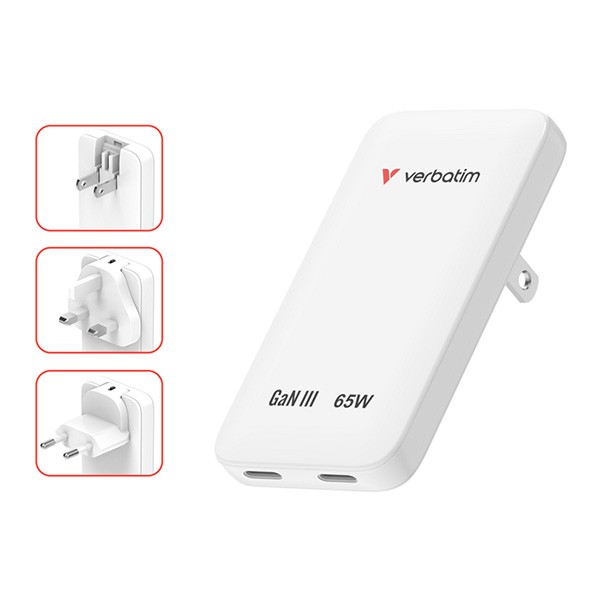 Nabíječka Essentials Slim, Ładowarka sieciowa GaN USB-C1 PD 3.0 , USB-C2 PD 3.0, biała, 65W