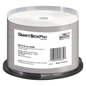 Smartdisk BD-R, White Inkjet Printable, 25GB, Spindle, 69835, 50-pack, do archiwizacji danych