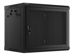 Szafa instalacyjna Lanberg rack wisząca 19" 9U 600x450 drzwi perforowane czarna (flat pack) - PO TEST
