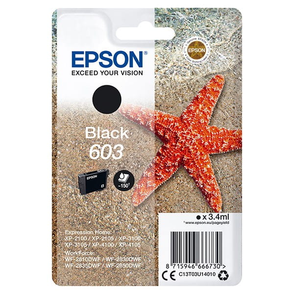 Epson oryginalny ink / tusz C13T03U14010, 603, black, 3.4ml, Epson Expression Home XP-2100, 2105, 3100, 3105 WF-2310