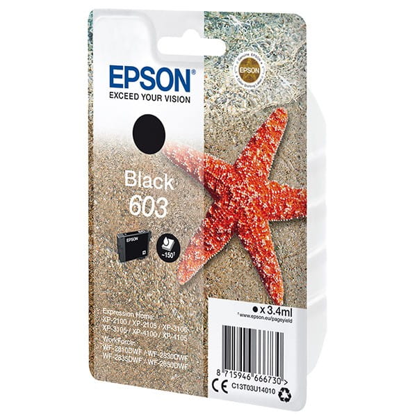 Epson oryginalny ink / tusz C13T03U14010, 603, black, 3.4ml, Epson Expression Home XP-2100, 2105, 3100, 3105 WF-2310