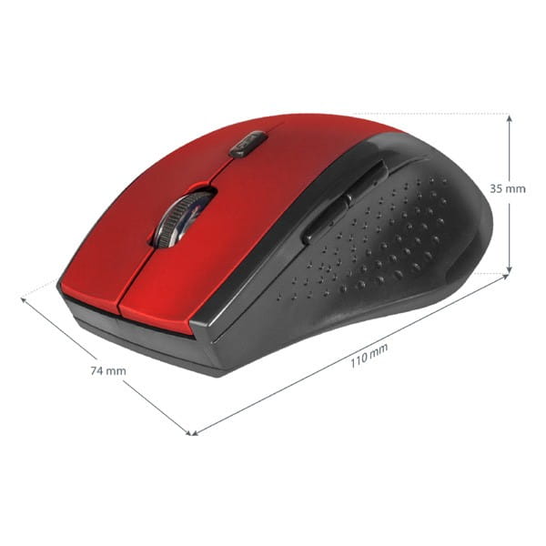 Defender Mysz Accura MM-365, 1600DPI, 2.4 [GHz], optyczna, 6kl., 1 scroll, bezprzewodowa, czarno-czerwona, 2 szt AAA, nano odbiorn