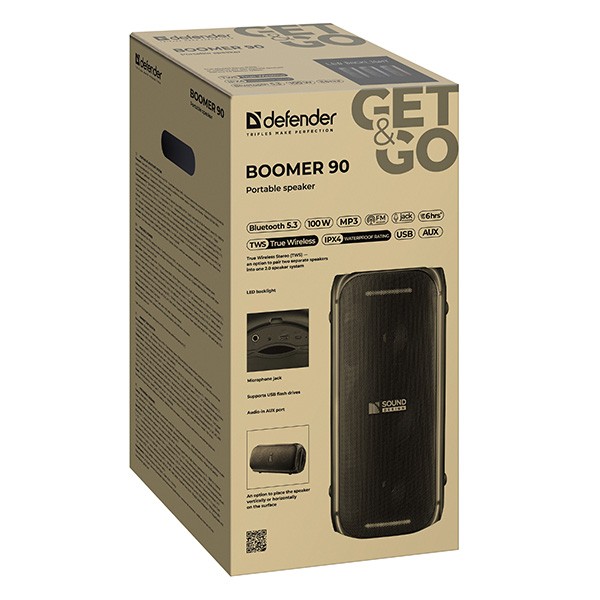 Defender głośnik BOOMER 90, 100W, czarny, Podświetlenie LED