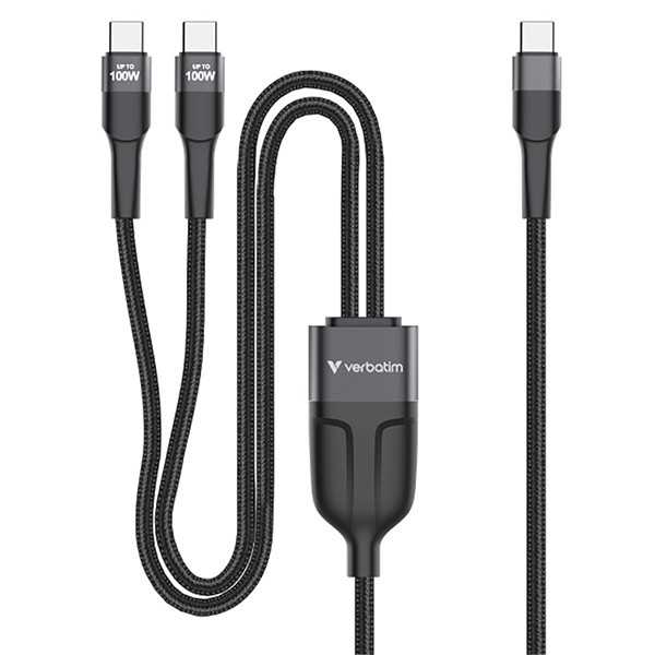 Verbatim kabel USB-C USB-C to Dual USB-C - 100W, 1,5m, czarny, box, 30279