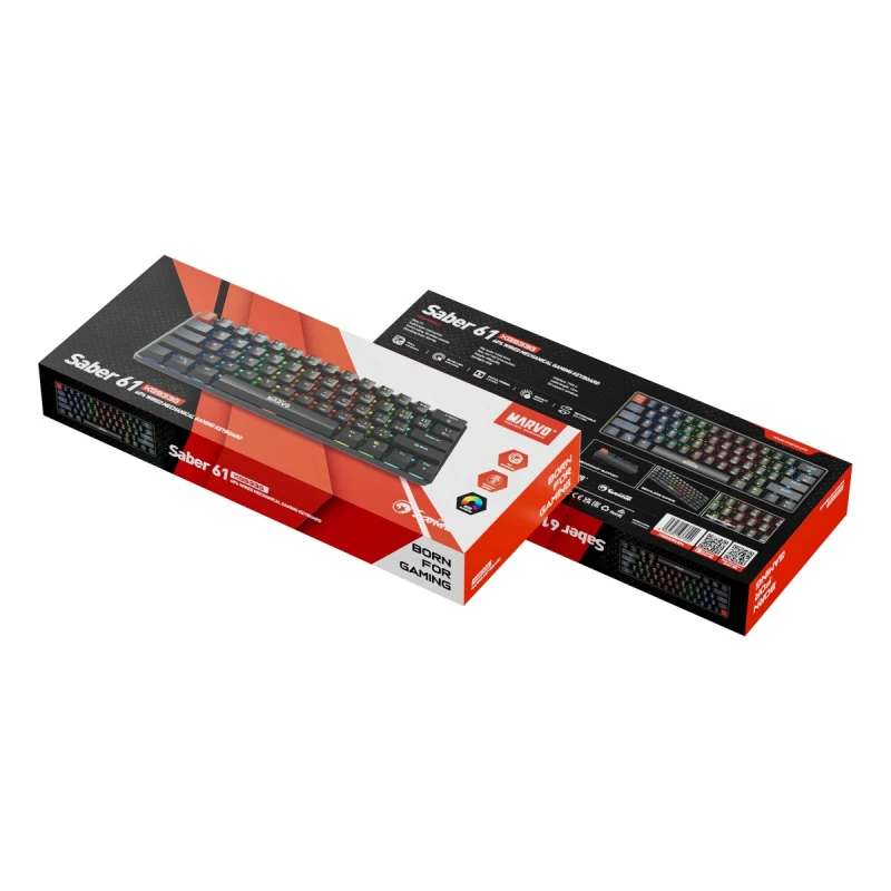 Marvo SABER 61 klawiatura przewodowa (USB) US, czarna mechaniczna