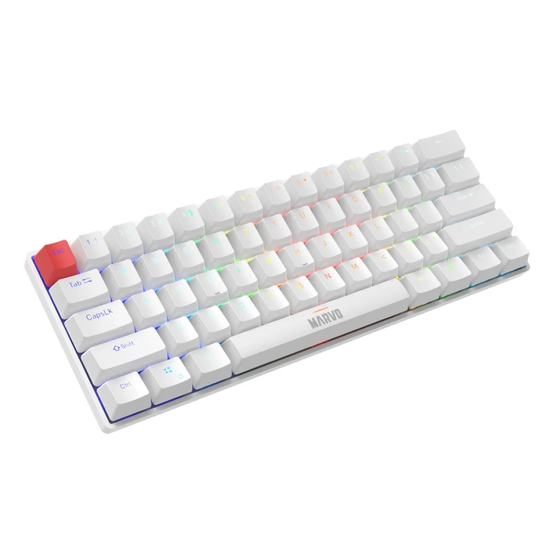 Marvo SABER 61 klawiatura przewodowa (USB) US, biała mechaniczna