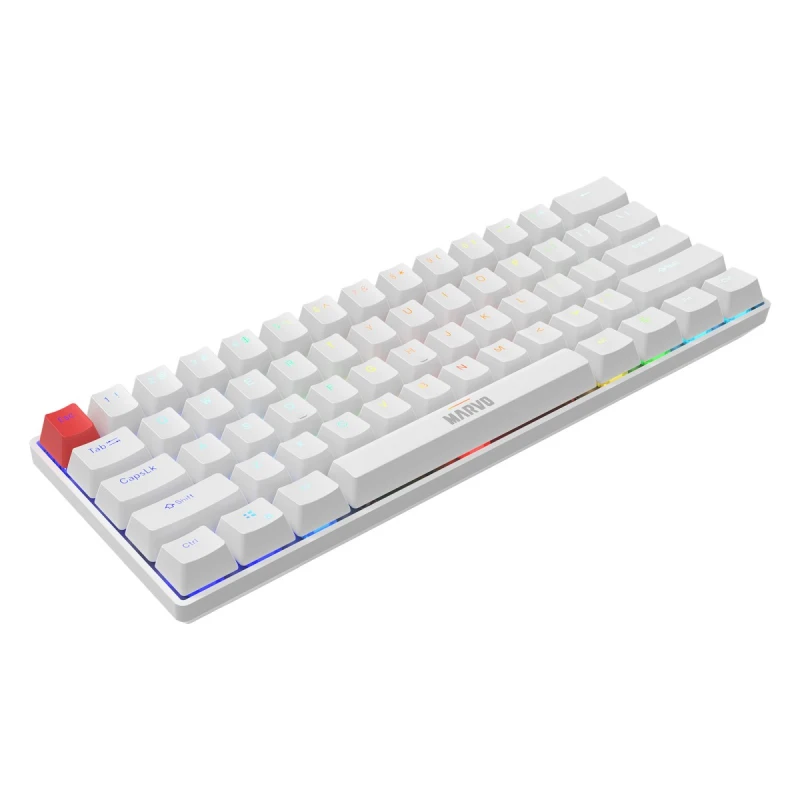 Marvo SABER 61 klawiatura przewodowa (USB) US, biała mechaniczna