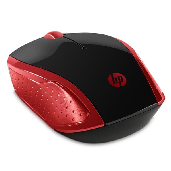 HP mysz 200 Wireless Red, 1000DPI, 2.4 [GHz], optyczna, 3kl., 1 scroll, bezprzewodowa, czerwona, 2 szt AAA, MacOS X 10.x,Google Ch