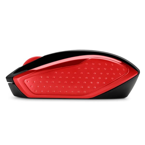 HP mysz 200 Wireless Red, 1000DPI, 2.4 [GHz], optyczna, 3kl., 1 scroll, bezprzewodowa, czerwona, 2 szt AAA, MacOS X 10.x,Google Ch