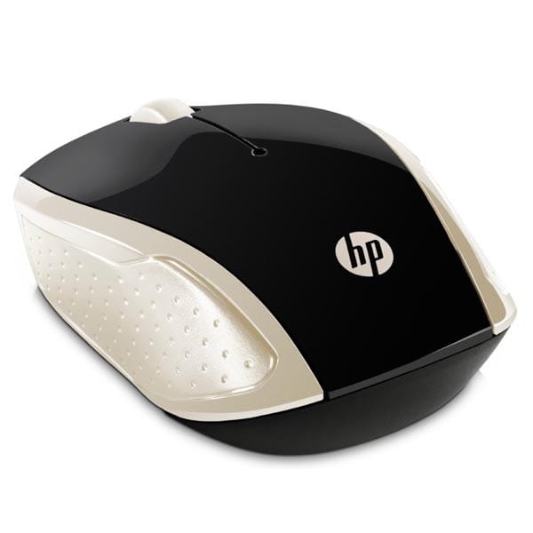 HP mysz 200 Wireless Gold, 1000DPI, 2.4 [GHz], optyczna, 3kl., 1 scroll, bezprzewodowa, złota, 2 szt AAA, MacOS X 10.x,Google Chro
