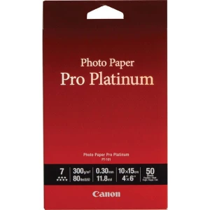 Canon Photo Paper Pro Platinum PT-101, PT-101, foto papier, połysk, 2768B014, biały, 10x15cm, 4x6", 300 g/m2, 50 szt., atrament