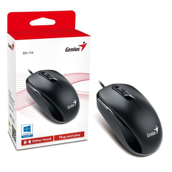 Genius Mysz DX-110, 1000DPI, optyczna, 3kl., 1 scroll, przewodowa USB, czarna