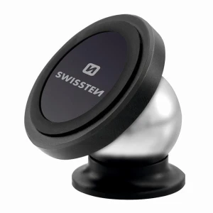 Uchwyt magnetyczny do telefonu lub GPS Swissten do samochodu, czarny, plastikowy, przegłubowy, czarna, telefon